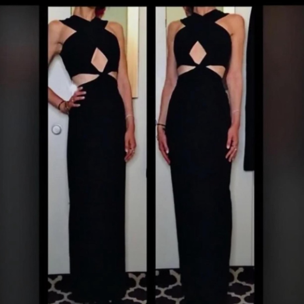 NWT Solace London Open Back Keyhole Black Maxi Dress - Picture 3 of 7